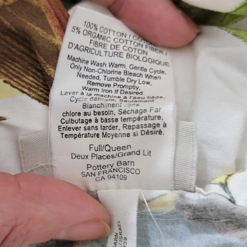 Pottery Barn Spring Sparrow Duvet Cover Only Full Queen EUC Birds Botanical 2010